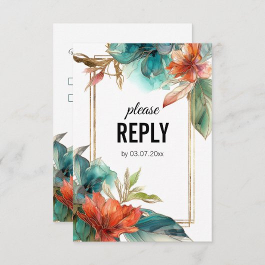 Vertikal + Liedanforderung Hibisken Serenade Parad RSVP Karte (Vorne/Hinten)