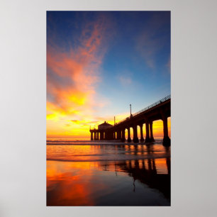 Vertikal Manhattan Beach Pier Poster
