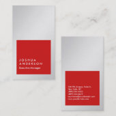 Vertikal metallisches silbergraues beruflich visitenkarte (Vorne/Hinten)