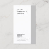Vertikal Minimalistisch Schlicht Moderne Grau Weiß Visitenkarte (Vorderseite)