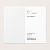 Vertikal Minimalistisch Schlicht Modernes Schwarz Visitenkarten (Außenseite Aufgefaltet)