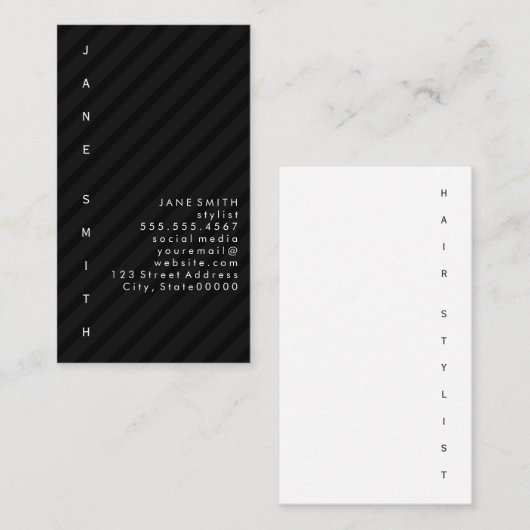 Vertikal mit Stripes gestalteter Text Visitenkarte (Vorne/Hinten)