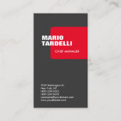 Vertikal modische, schlichte, grau-rote Ausführung Visitenkarte (Vorderseite)