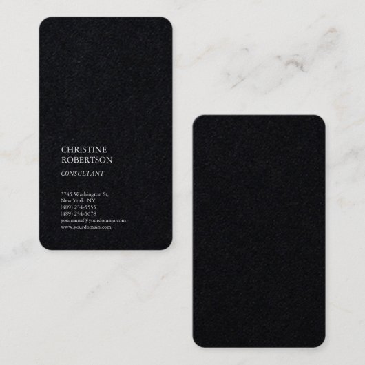 Vertikal Premium Black Trendy Professlonie Visitenkarte (Vorne/Hinten)