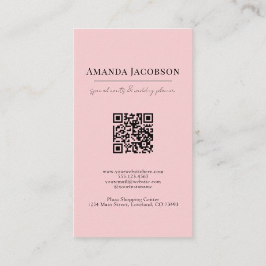 Vertikal QR Rosa Blütenrot Elegant Beruflich Visitenkarte (Rückseite)