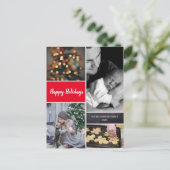 Vertikal Red Christmas Foto Collage Feiertagspostkarte (Stehend Vorderseite)