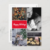 Vertikal Red Christmas Foto Collage Feiertagspostkarte (Vorne/Hinten)