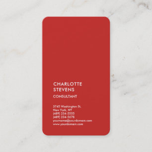 Vertikal Red Trendy Minimalistisch Elegant Einfach Visitenkarte