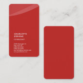 Vertikal Red Trendy Minimalistisch Elegant Einfach Visitenkarte (Vorne/Hinten)