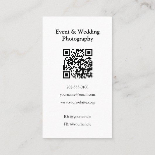 Vertikal reiner QR-Codefotograf an weißer Grenze Visitenkarte (Rückseite)