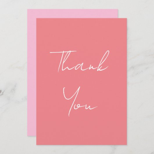 Vertikal rosa Berufliches handgeschriebenes Skript Dankeskarte (Vorne/Hinten)