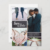 Vertikal Save the Date Multi-FotoCollage individue Ankündigungspostkarte (Vorne/Hinten)