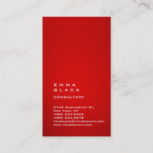 Vertikal Schlicht beeindruckender Red White Consul Visitenkarte (Vorderseite)