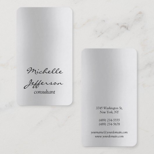 Vertikal Schlicht Grau Einzigartig Persönlich Visitenkarte (Vorne/Hinten)