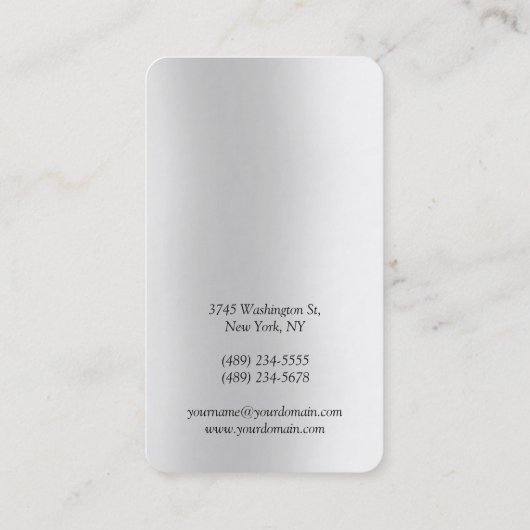 Vertikal Schlicht Grau Einzigartig Persönlich Visitenkarte (Rückseite)