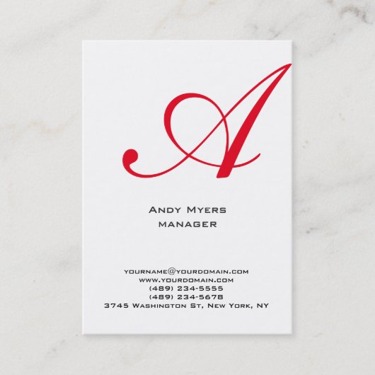 Vertikal schlichte Monogramm Visitenkarte (Vorderseite)