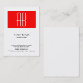 Vertikal schlichte Schwarz-weiße Streifen-Monogram Visitenkarte (Vorne/Hinten)