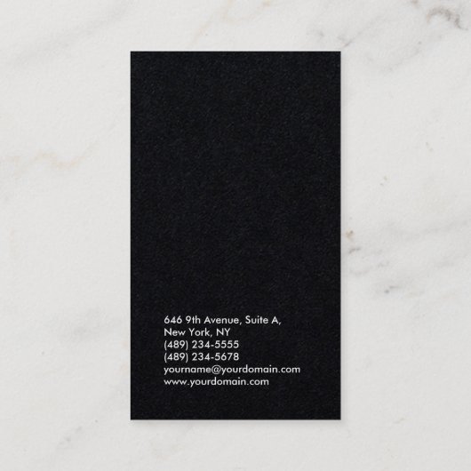 Vertikal schwarz beruflich schlicht modern visitenkarte (Rückseite)
