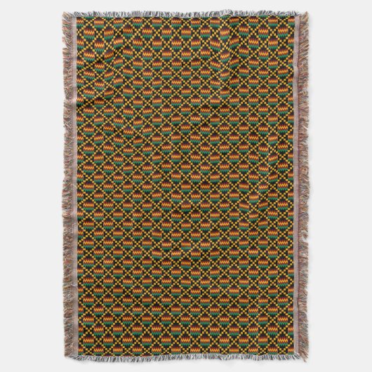 Vertikal Schwarz, Grün, Rot, Gelb Kente Tuch Decke (Vorderseite Vertikal)