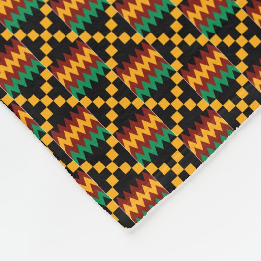 Vertikal Schwarz, Grün, Rot, Gelb Kente Tuch Fleecedecke (Ecke)