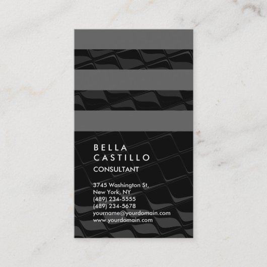 Vertikal Schwarz Streifen Trendy Consultant Visitenkarte (Vorderseite)