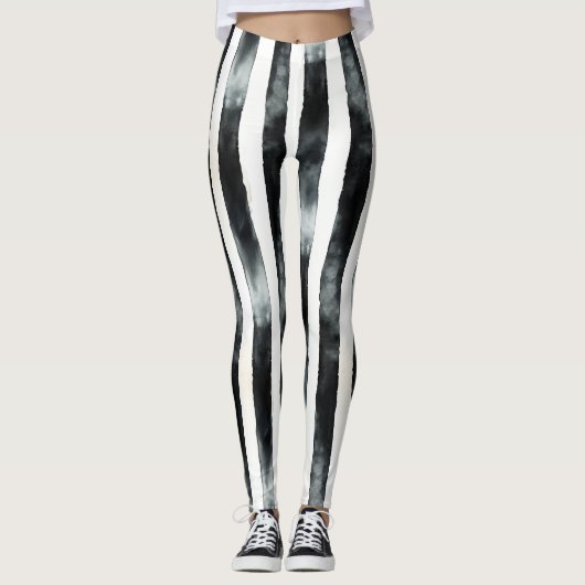 Vertikal Schwarz und Weiß Leggings (Vorderseite)