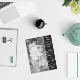 Vertikal Schwarz und Weiß Save the Date 5 x 7 Ankündigung