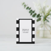 Vertikal Schwarz-weiß gestreift Schlicht modern Visitenkarte (Stehend Vorderseite)