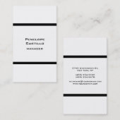 Vertikal Schwarz-weiß Schlicht modern Visitenkarte (Vorne/Hinten)