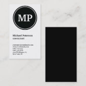 Vertikal Schwarz-weiße Circle Monogramm Visitenkarte (Vorne/Hinten)