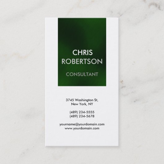 Vertikal Schwarz-weiße graue grüne Visitenkarte (Vorderseite)