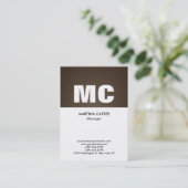 Vertikal-Sepia-Monogramm beruflich modern Visitenkarte (Stehend Vorderseite)