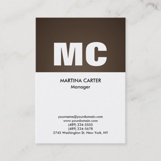 Vertikal-Sepia-Monogramm beruflich modern Visitenkarte (Vorderseite)