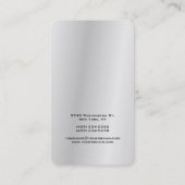 Vertikal Silver Gray Stilvoll modern und modern Visitenkarte (Rückseite)