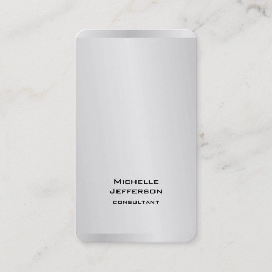 Vertikal Silver Gray Stilvoll modern und modern Visitenkarte (Vorderseite)