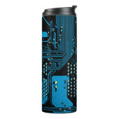 Vertikal Sky Blue Name, Blue & Black Circuit Board Thermosbecher (Nach links gedreht)