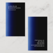 Vertikal stilvolle Blue Light Black Business Card Visitenkarte (Vorne/Hinten)