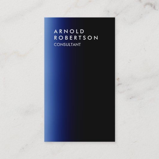 Vertikal stilvolle Blue Light Black Business Card Visitenkarte (Vorderseite)
