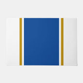 Vertikal tiefe blaubraune Rennstreifen auf weiß Fußmatte (Vorderseite)