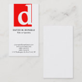 Vertikal trendfarbene, moderne, rote Monogramm Visitenkarte (Vorne/Hinten)