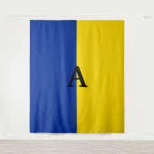 Vertikal Ukraine Flaggen blau und gelb monogramm Wandteppich (Vorderseite)