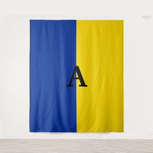 Vertikal Ukraine Flaggen blau und gelb monogramm Wandteppich
