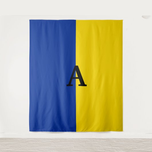 Vertikal Ukraine Flaggen blau und gelb monogramm Wandteppich (Vorderseite)