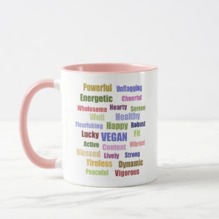 Vertikal Vegane Word-Cloud Tasse