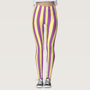 Vertikal Weich gelbe und Lila Streifen Leggings