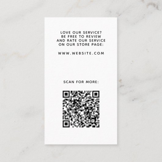 Vertikal weiß elegant Danke Business Card Visitenkarte (Rückseite)