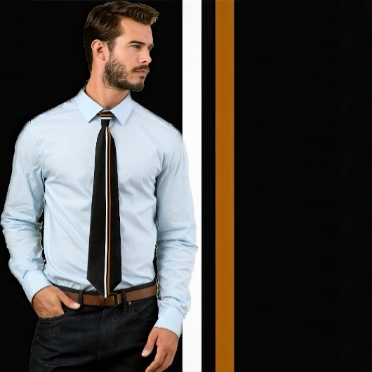 Vertikal weiße und braune Streifen auf schwarzen N Krawatte