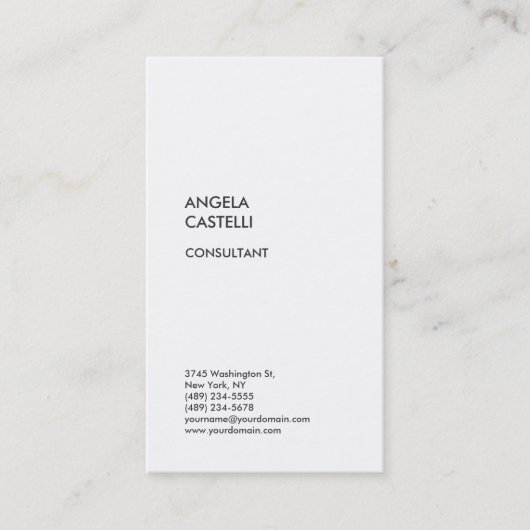 Vertikal Weißes Trendy Modernes Minimalistisches S Visitenkarte (Vorderseite)