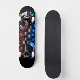 Vertikale 3D-Fusion Futuristisches Würfellogo Skateboard