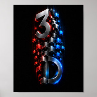 Vertikale 3D-Fusion | Futuristisches Würfelposter- Poster